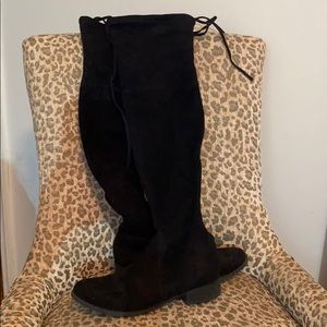 Over the knee flat black boot